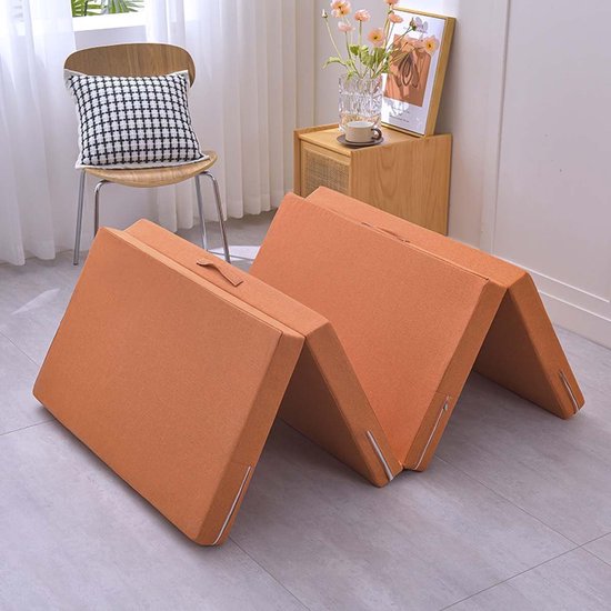 Opvouwbare Matras - Gast Matras Vouwmatras - Tijdelijke Slaapplaats - Schuim met Hoge Dichtheid - 80x200x8cm - Oranje — afbeelding 5