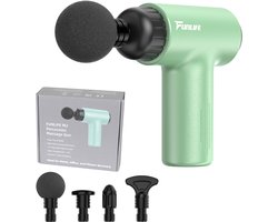 Funlife M2 Mini Massage Gun Mintgroen - Compact Massagepistool 0,5 kg - Fluisterstil <45 dB - 6 Intensiteitsstanden - 4 Massagekoppen - Draadloos