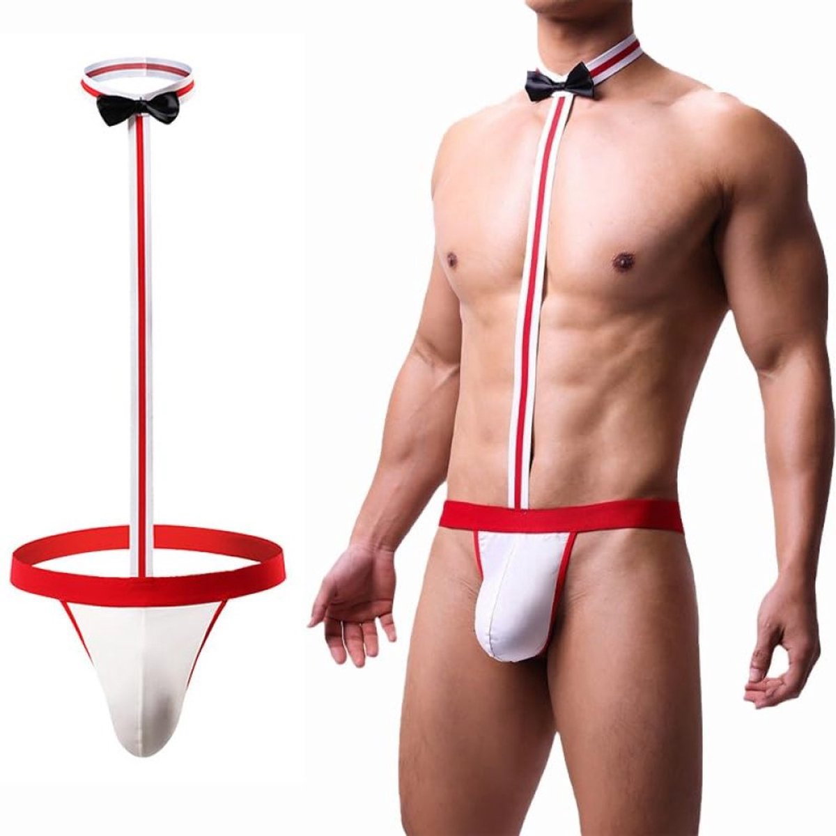 carmdering - Herencalson - Mannen String - G-String Ondergoed - 3D Buidel Ontwerp - Ademend Katoen Materiaal - Sexy T-Back Stijl - Comfortabele Pasvorm - Ideaal Voor Sport En Feest - 1 Stuk - Rood