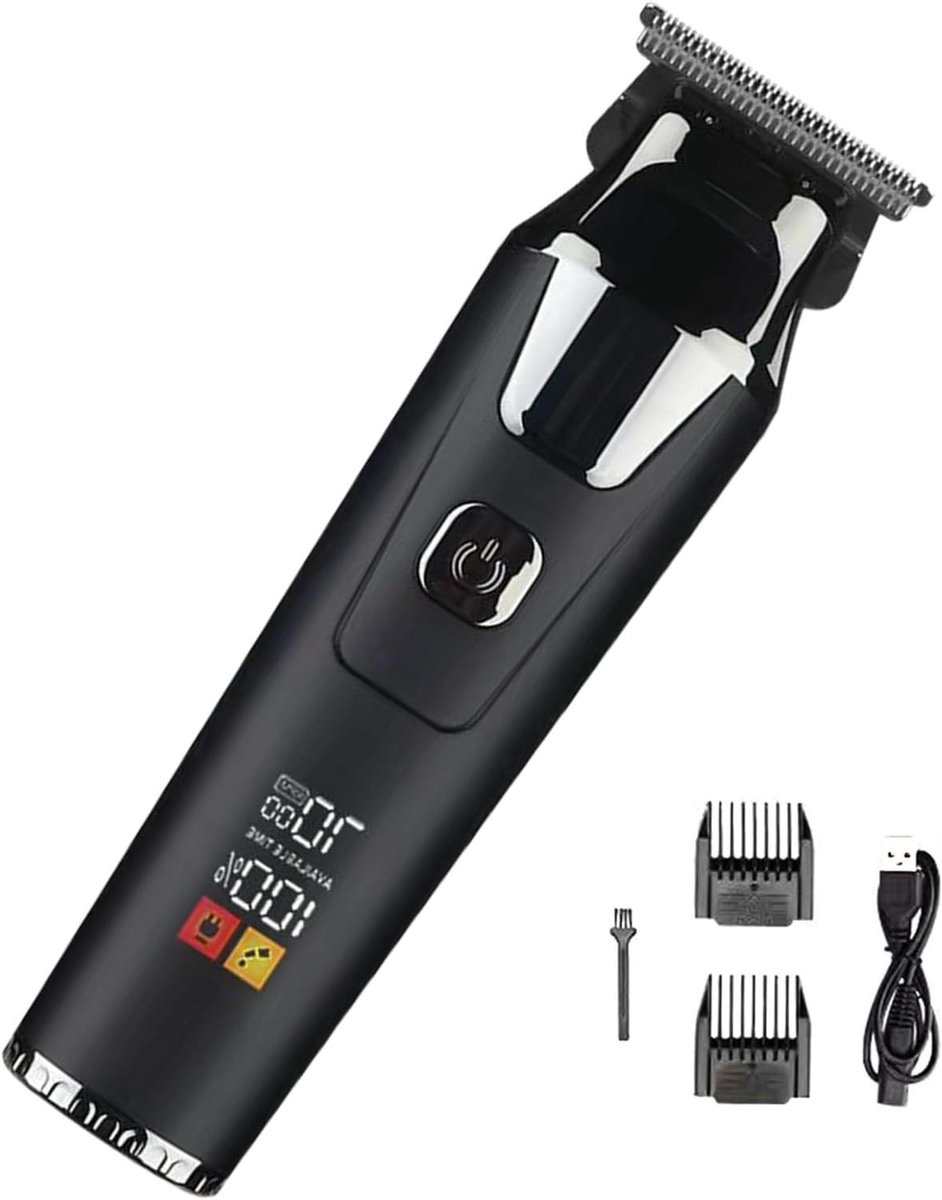 Haartrimmer Mannen - Elektrische Tondeuse - Persoonlijke Verzorging - Digitaal Display - 10 cm Lengte - Zwart