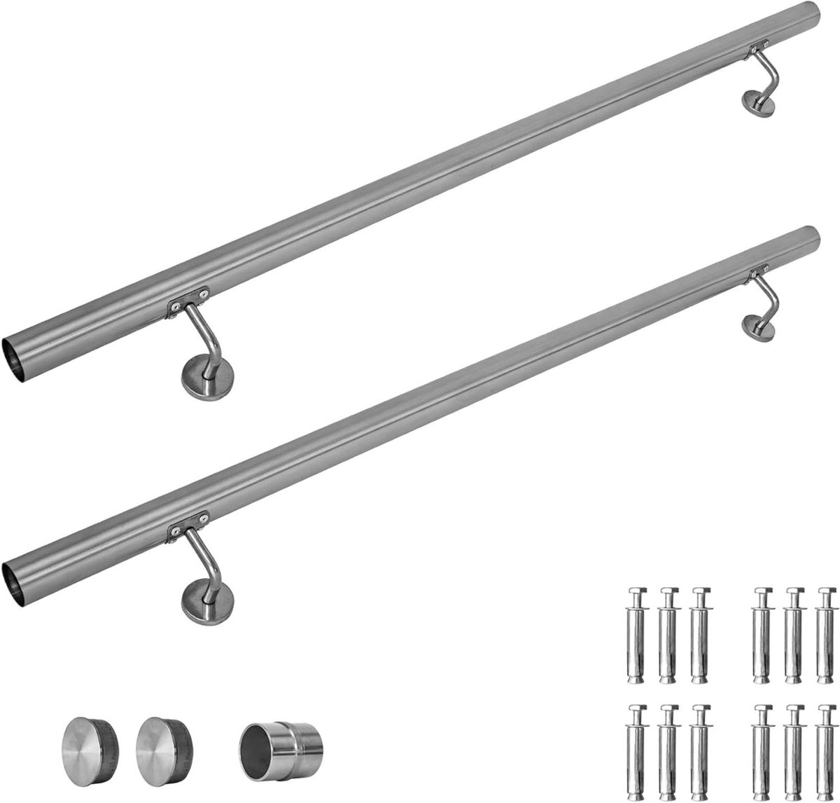 Roestvrij staal leuning - Trapleuning wandleuning - Trap op montage - V2Aox materiaal - 250 cm - Gepolijst