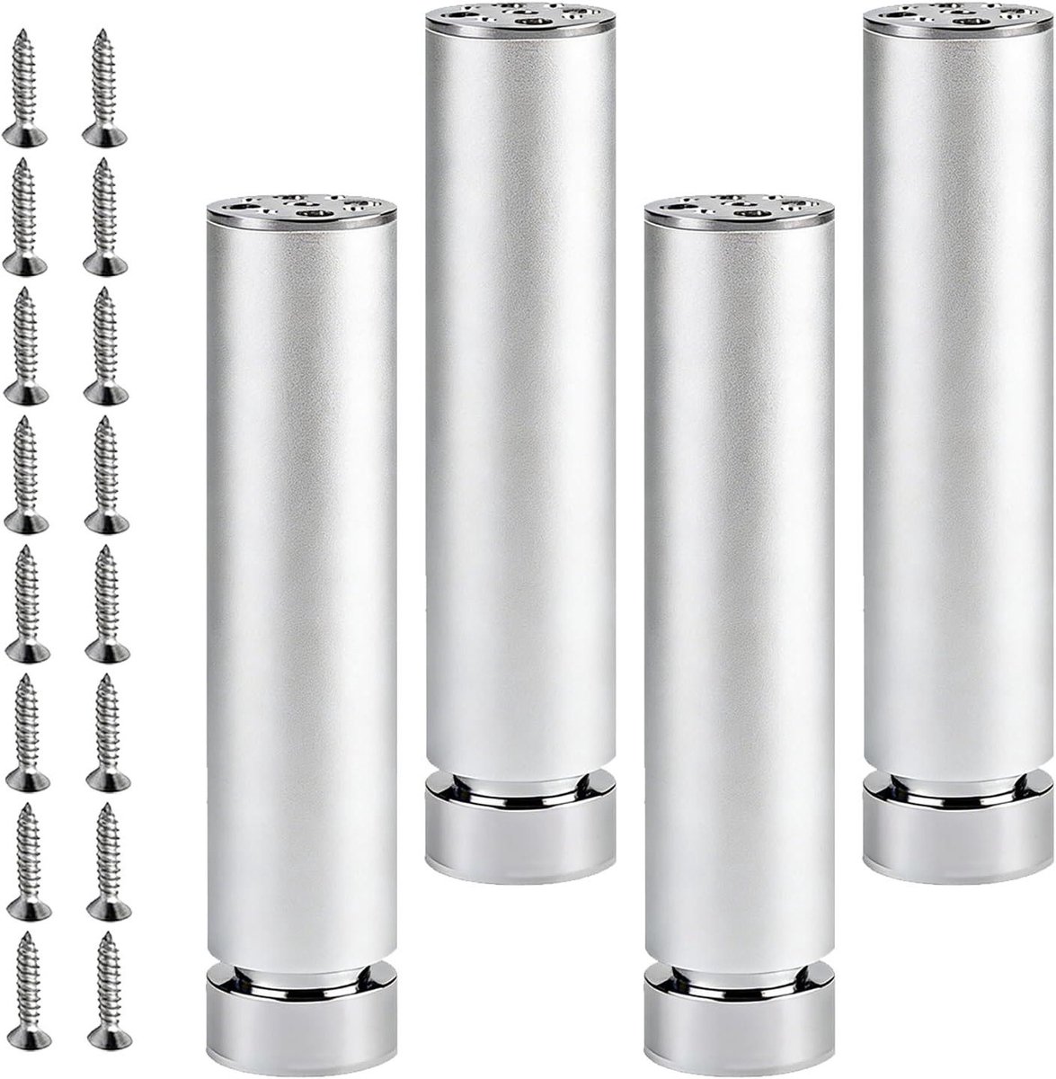 Tafelpoten - Meubelpoten - Meubels Stabiliseren - In Hoogte Verstelbaar - Set van 4 - Zilver