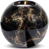 Mini Urn met kaarshouder - Glas - Handgemaakt - zwart/goud - 250 ml - Urn voor mensen - Urn voor dieren - Incl. deksel, kaarsje & aszakje