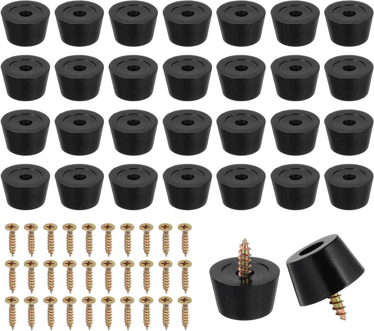 Rubberen Voetjes - Meubeldoppen Bumpers - Meubels Beschermen - Met Schroef - 21x17x11mm - Zwart