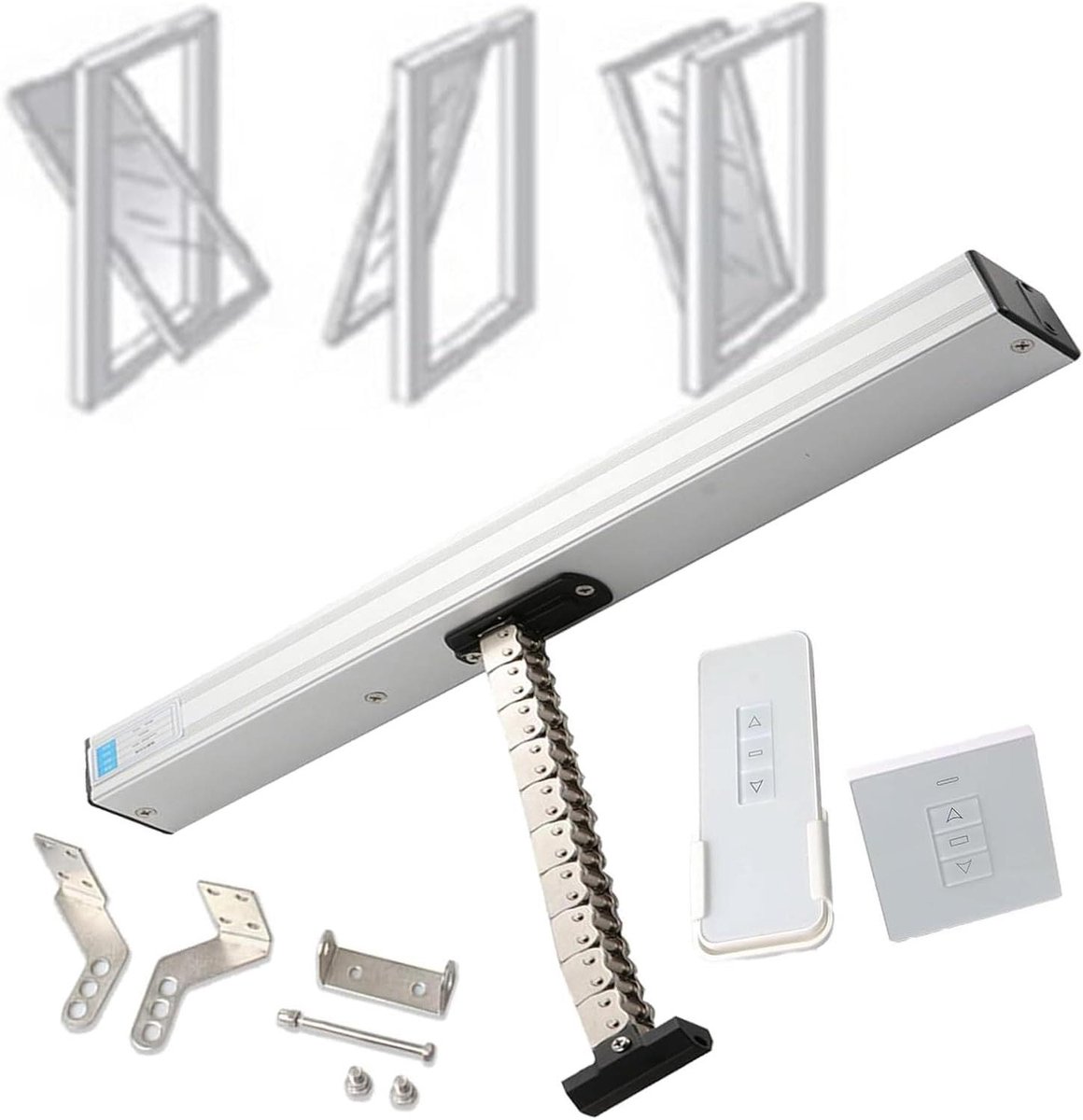 Elektrische Raamopener - Automatische Actuator - Ventilatie Regelen - Dubbele Kettingschakels - 300-800 mm Slag - Zilver