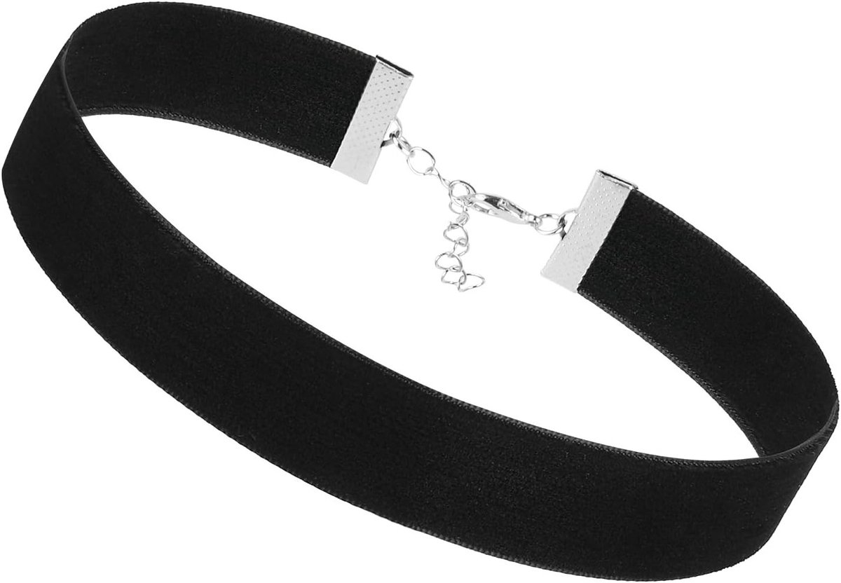Zwarte Fluwelen Choker Ketting voor Dames en Meisjes - Verstelbare Gothic Sieraad - Brede Zwarte Riem - Perfecte Cadeaus voor Halloween, Verjaardagsfeest en Cosplay