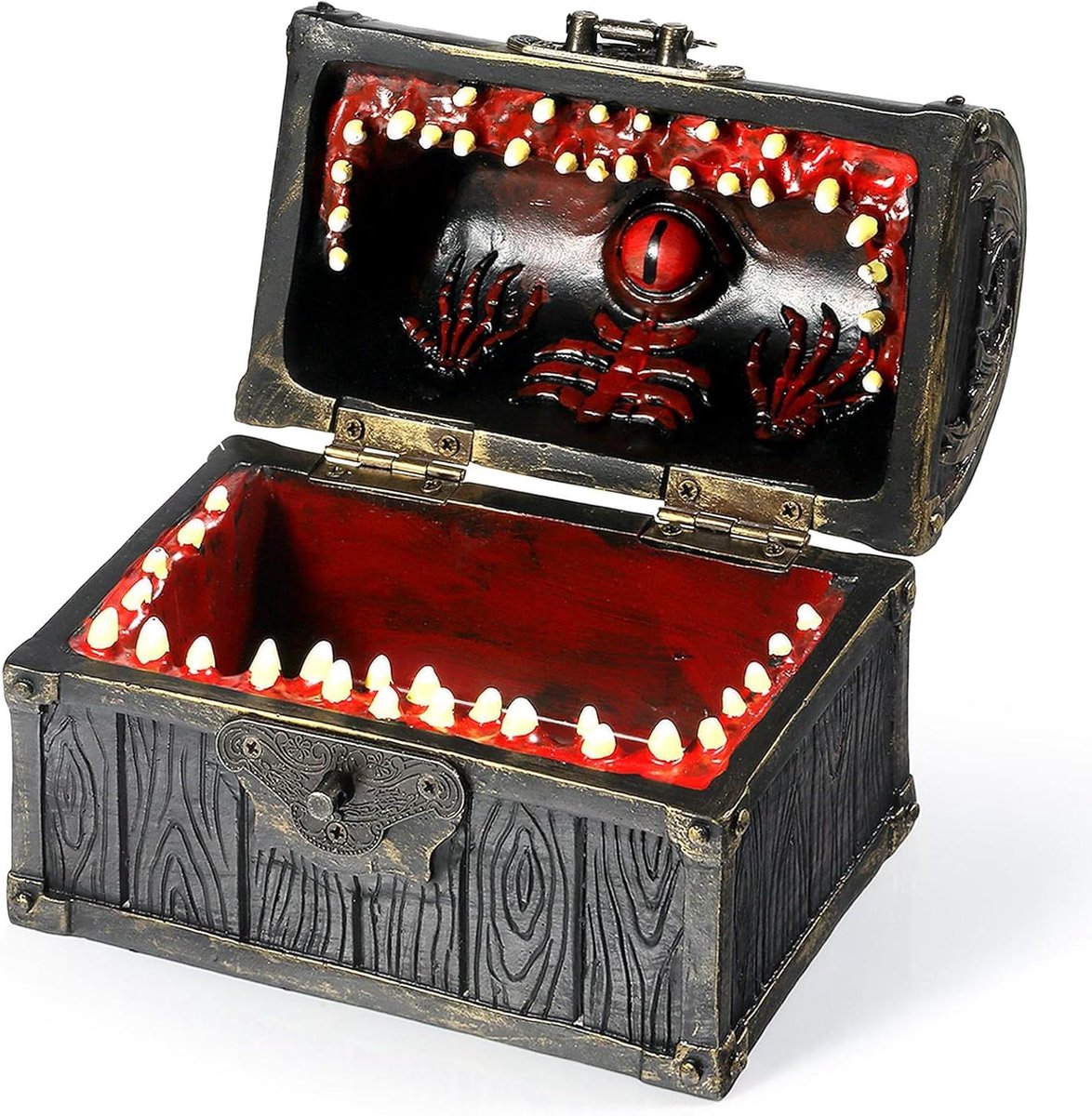 Dobbelstenen Opbergdoos - Dobbelsteen Kist - Spel Opslag - Mimic Schatkist Ontwerp - 1.7 x 3.1 x 5.5 inch - Koper