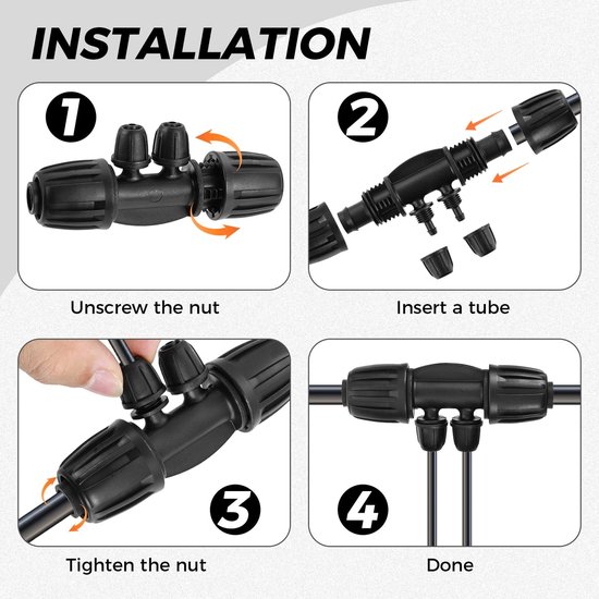 NTHProducts - 1/2 Inch naar 1/4 Inch Tubing Irrigation Fittings - Anti-lek Lock Barbed Tee Connectors - Zwart - Drip Irrigation Connectors - 20 Stuks -... van Nthproducts — afbeelding 2