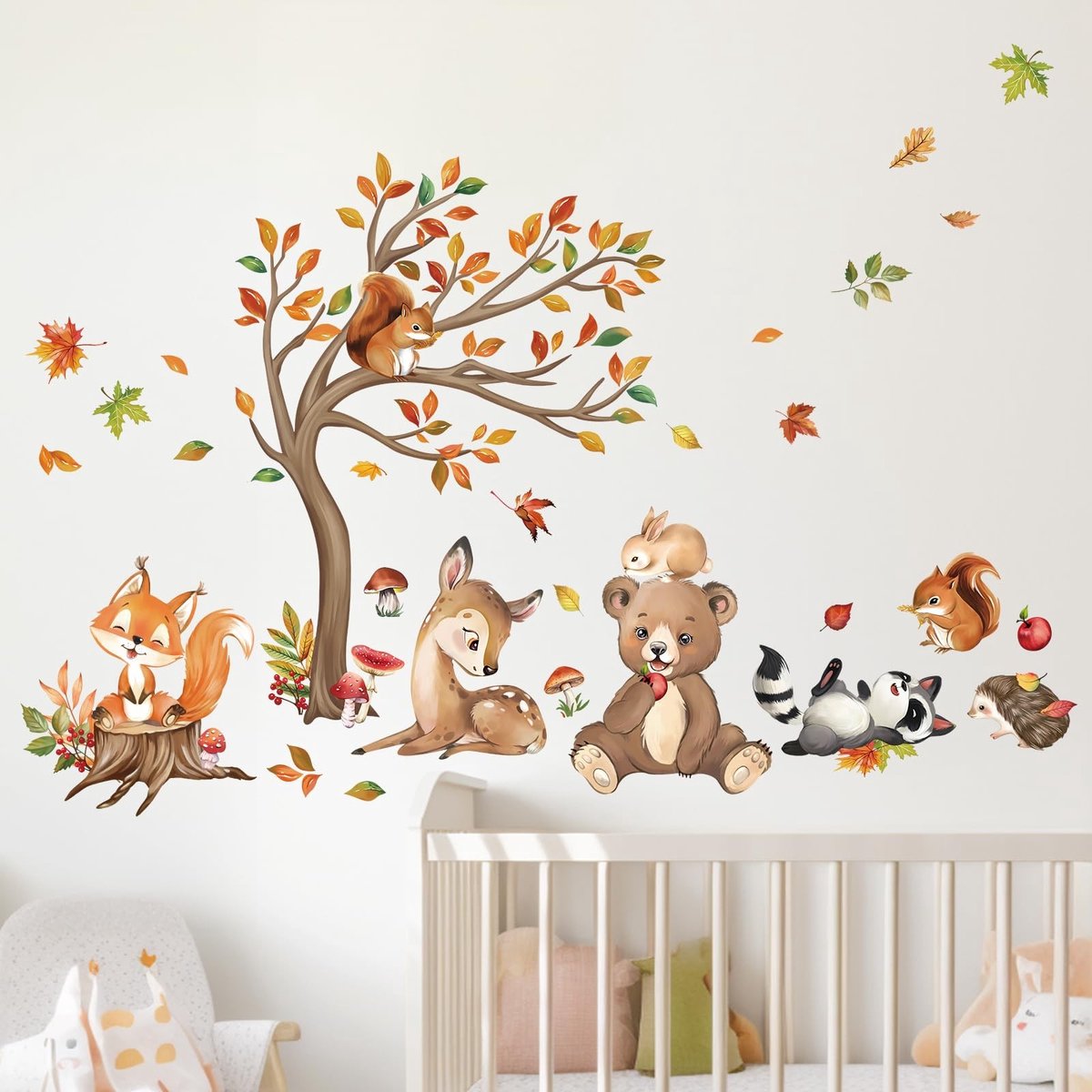 IMstore - Wandstickers - Dierenwanddecoratie - Voor kinderkamer - Multicolor - Herfstblad - Sfeervolle muurstickers - Geschikt voor elke ruimte