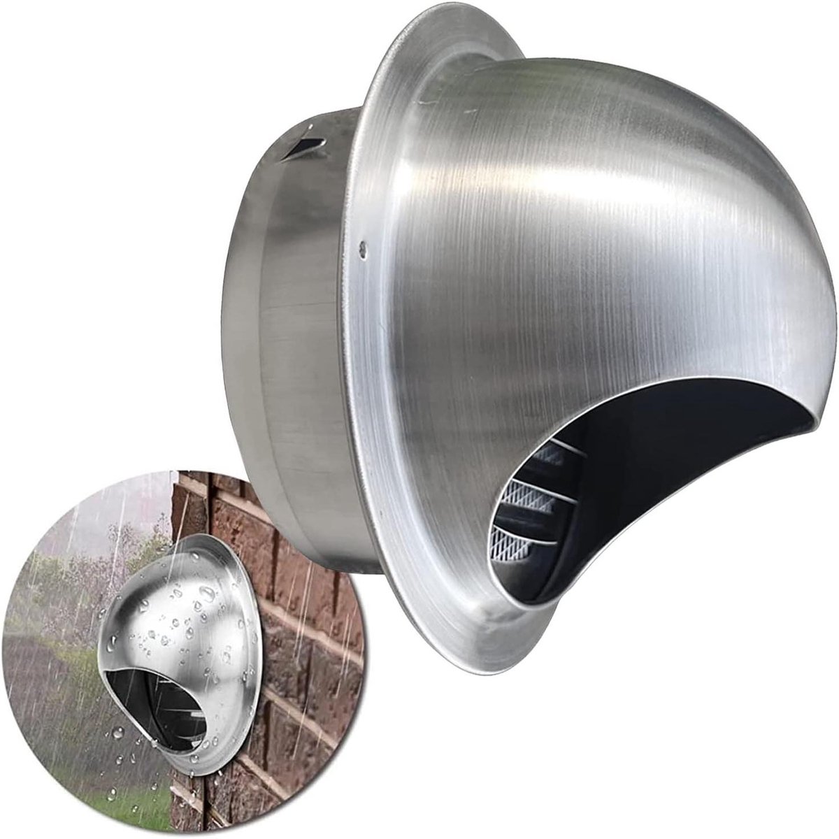 Ventilatierooster RVS - Muurrooster Afzuiging - Ventilatie Buiten - Met Gaasfilter - Diverse Maten - Zilver