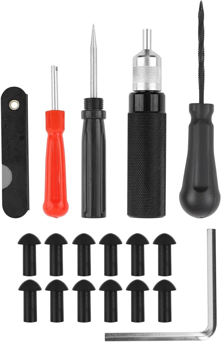 Band reparatie kit - Wiel reparatie - Noodreparaties Onderweg - Snel en Gemakkelijk - 7 Delig - Zwart