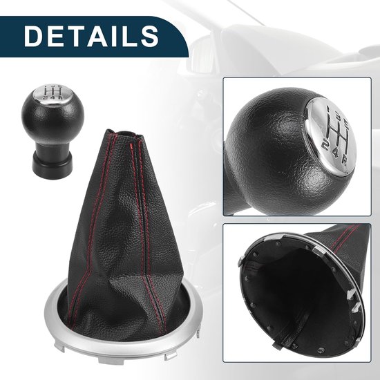 Schakelknop met afdekking - Pookknop auto - Soepel schakelen - Individuele pasvorm - 5 versnellingen - Chroom zilver rood — afbeelding 4