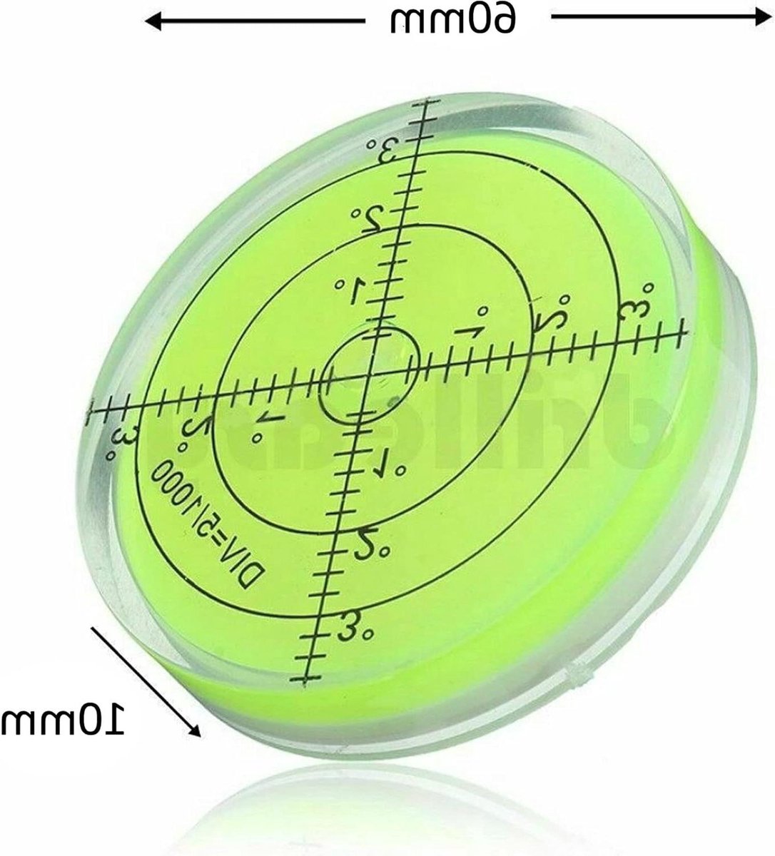 Waterpas - Libelle - Precisie Meten - Stevige Acryl Behuizing - 60mm Diameter - Groen