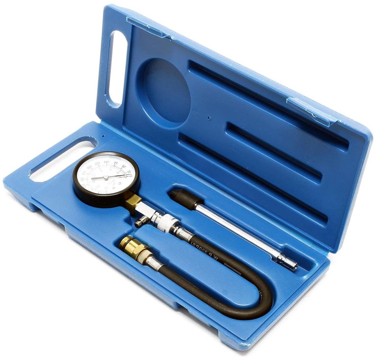 Compressiemeter set - Benzine tester - Motoren controleren - 3-delig met koffer - 0-20 bar - Zilver