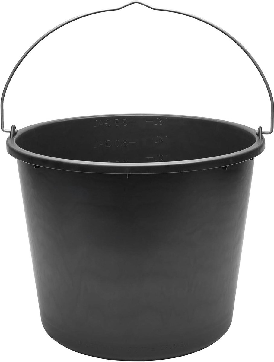 Bouwemmer 2 Pack - Mortelemmer Speciekuip - Mengen en Transport - Gerecycled Kunststof - 16 Liter - Grijs