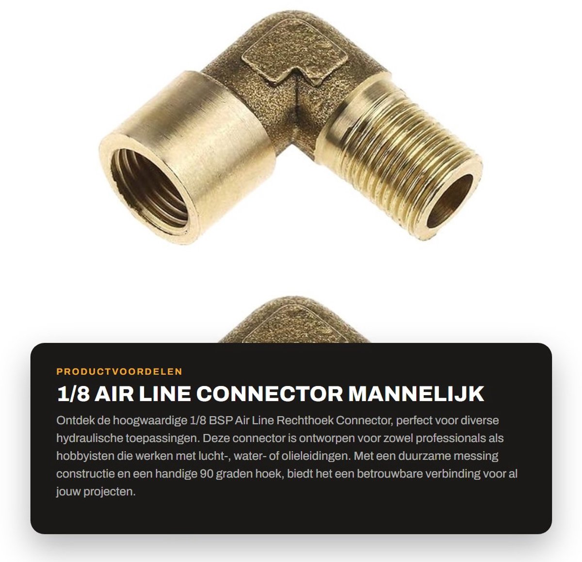 Dailygoods- Rechthoek Connector 90 Graden - Mannelijk/Vrouwelijk - Messing - 2x G1/8 - Geschikt voor Lucht/Water/Olie - Duurzaam en Corrosiebestendig - Fittingen