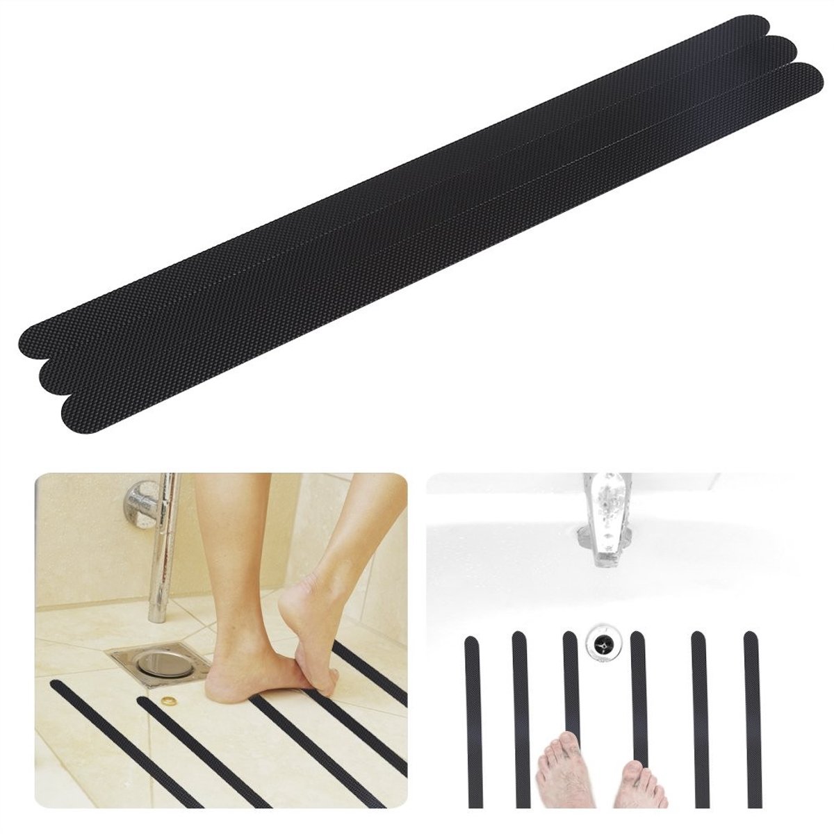 Dailygoods- Antislipstrip Zelfklevend - Antislip Tape - Antislip Strips Douche - Antislip Strip Trap - Antislip Tafelkleed - Waterdicht PEVA Materiaal 2 * 38 Cm 12 Stuks