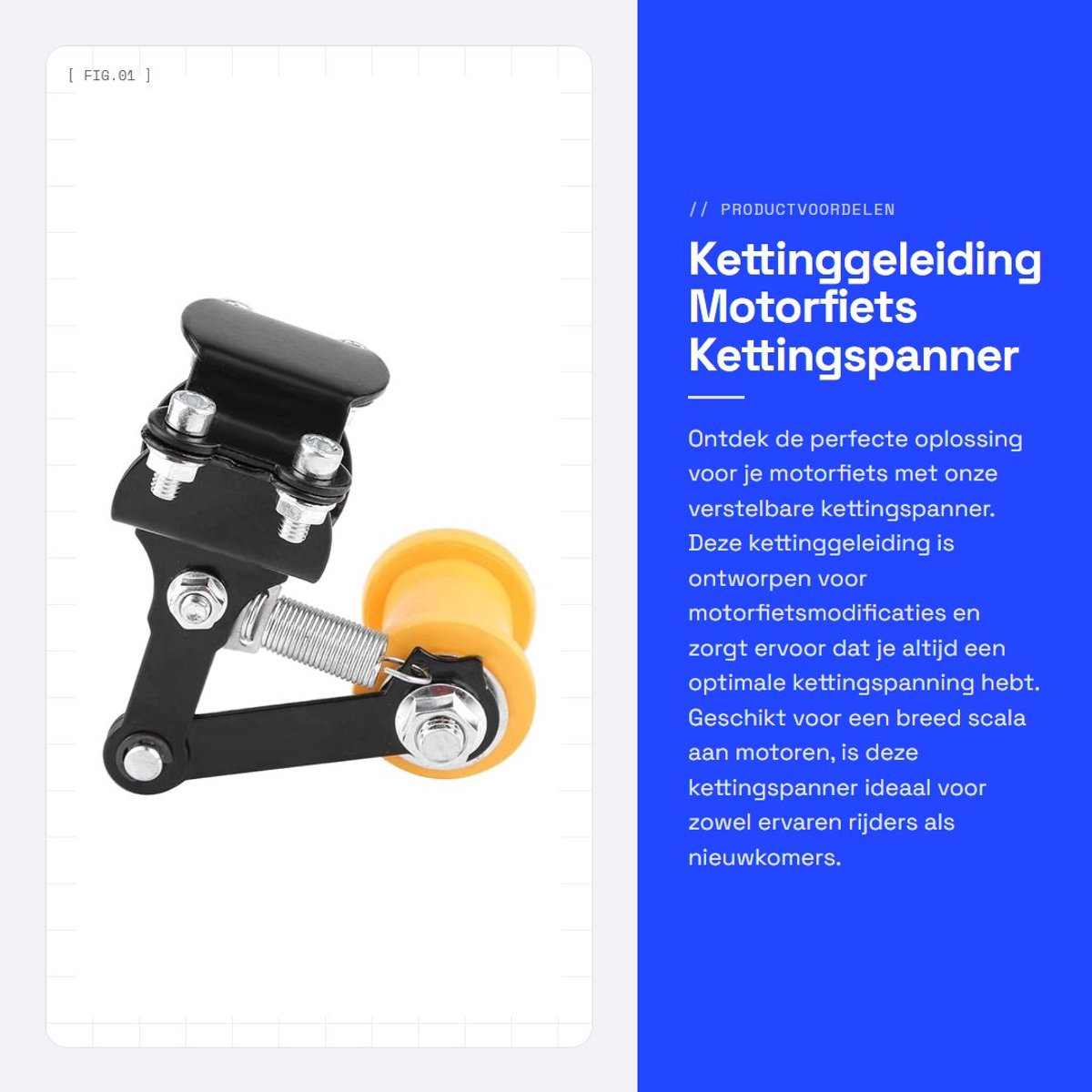 Dailygoods- Kettingspanner Verstelbaar 3,3 cm - Kettingspanners Fiets - Kettingspanner Gazelle - Motorfiets Accessoires - Automatische Kettingspanner - Kettinggeleiding