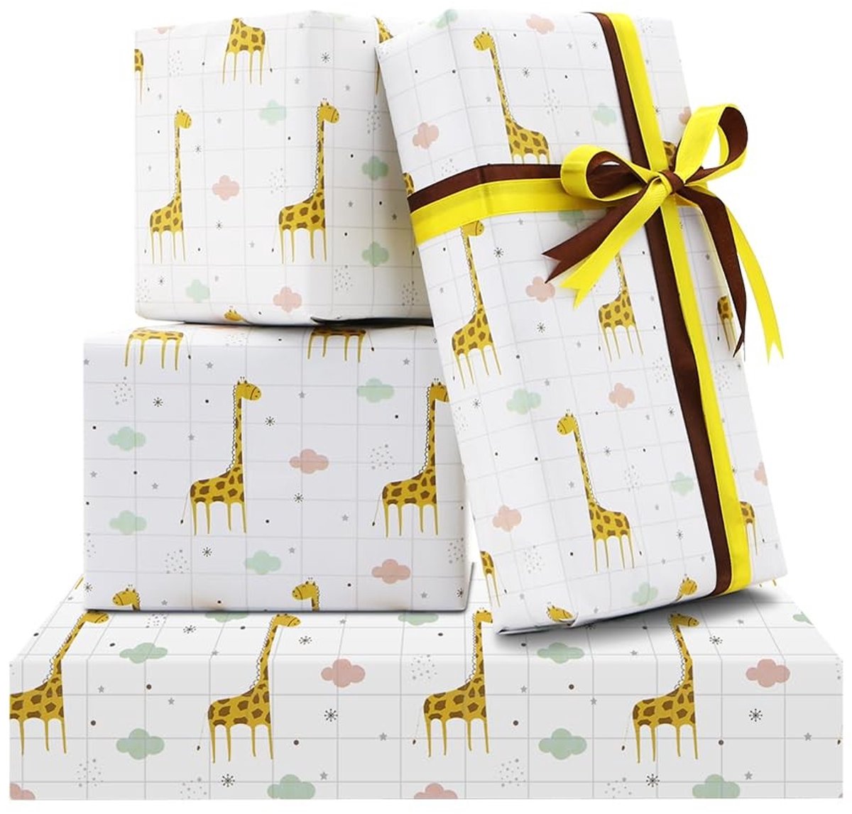 Dailygoods- Cadeaupapier Giraffe Design - Verjaardagscadeau - Kinder cadeaupapier - 4 Vellen - 50 x 70 cm - Kleurrijk en feestelijk - Verpakkingpapier