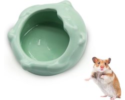 Keramische Hamsterbak - Voerbakje Dieren - Knaagdier Voeren - Anti-omval Ontwerp - 5 x 5.5 x 4 cm - Groen