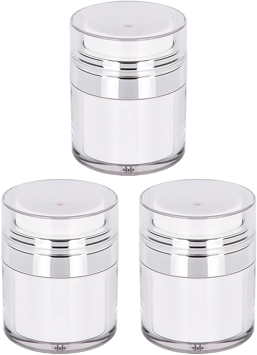 Dailygoods- Crèmedispenser 3 stuks - Airless Pompdispenser - Navulbare Reiscrème - Draagbare Cosmeticahouder - Vacuümfles - 30 ml Inhoud - Cosmeticafles