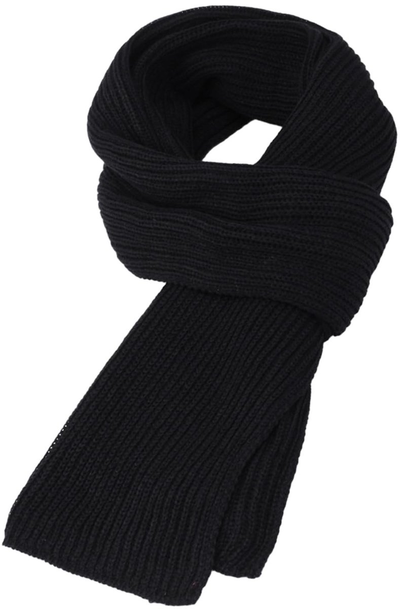 Dailygoods- Sjaal Zwart - Gebreide Sjaal - Warme Sjaal - Winteraccessoire - Comfortabele Stof - Duurzaam en Zacht 165x30 cm