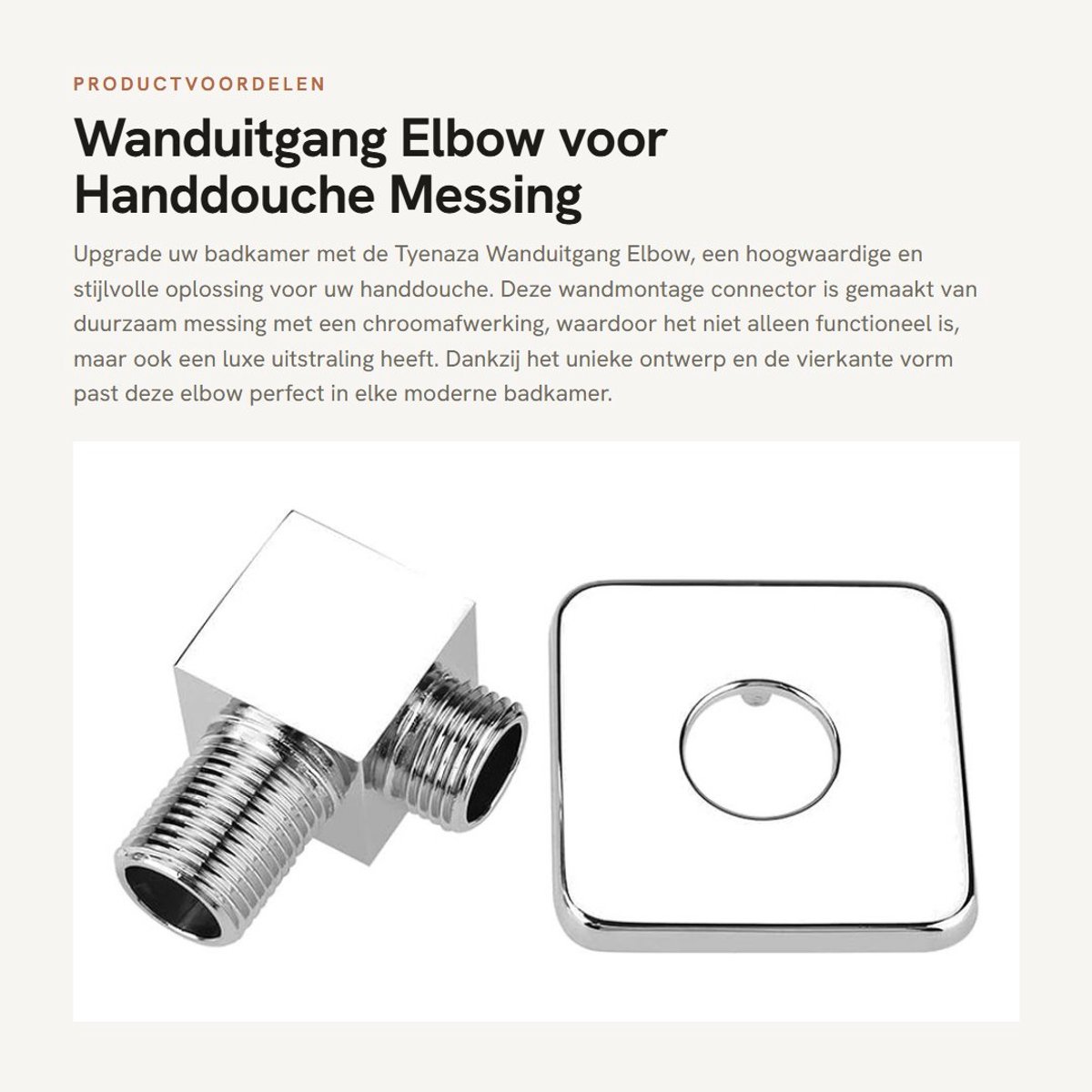 Dailygoods- Wanduitlaatbocht G1/2 - Wandmontage - Messing - Chroom - Douchekop - Afvoerbocht - 5.5x4.3 cm - Doucheconnector