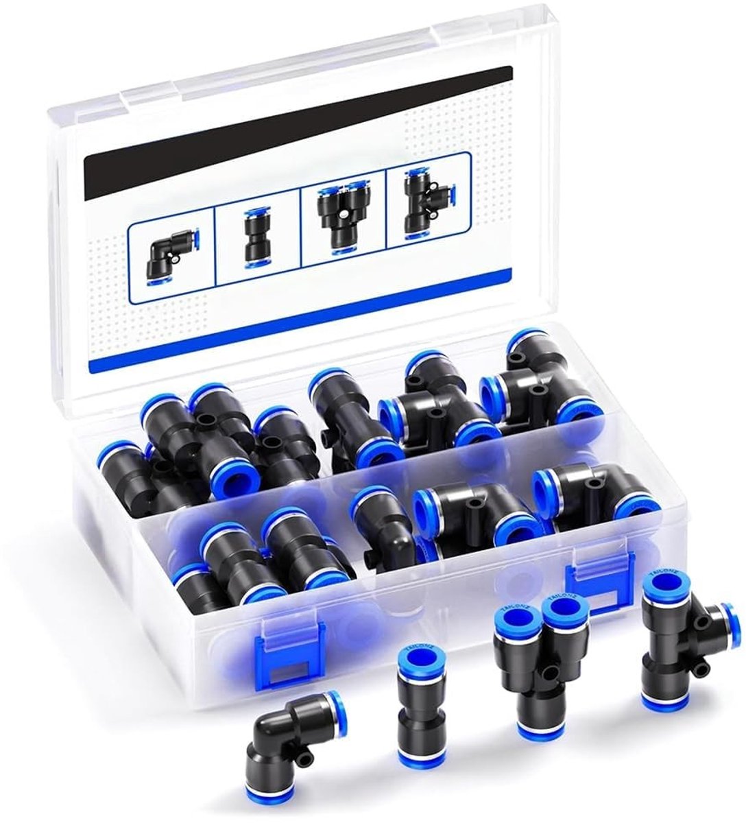 Dailygoods- Lucht Slangfittingen 10mm - 20 Stuks - Duurzaam - Snelle Verbinding - Pneumatische Toepassingen - Weerstand tegen Barsten - Betrouwbare Aansluiting - Pneumatische Fittingen