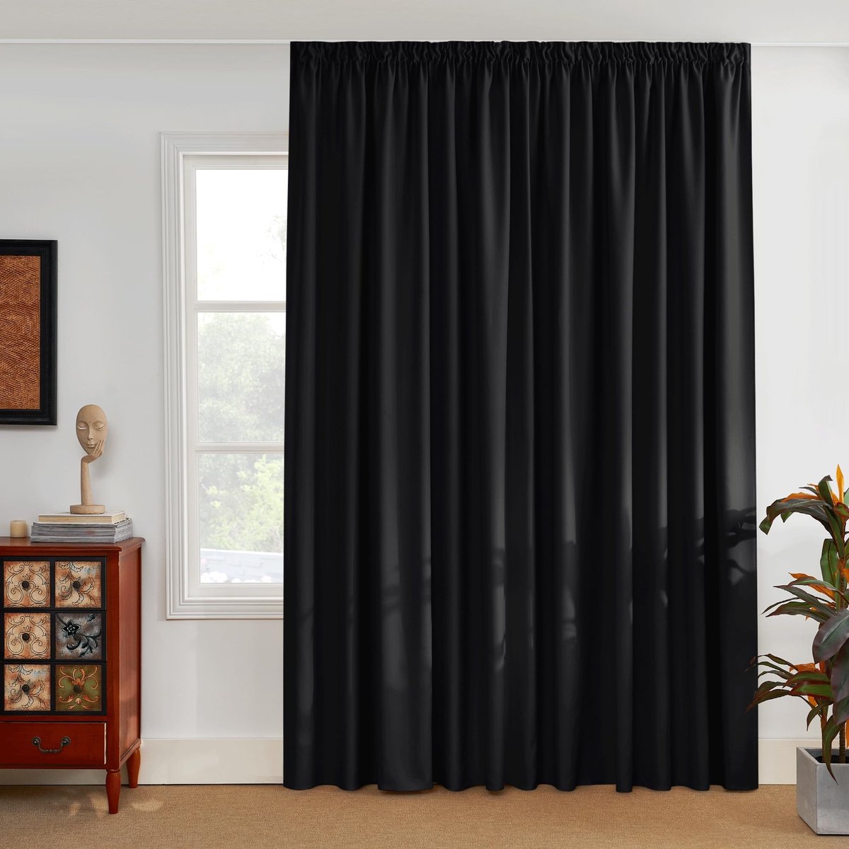 Dailygoods- Gordijnen Verduisterend 300x260cm - Thermische Isolatie - Akoestische Isolatie - Geschikt voor Woonkamer - Slaapkamer - Zwart - Raamdecoratie