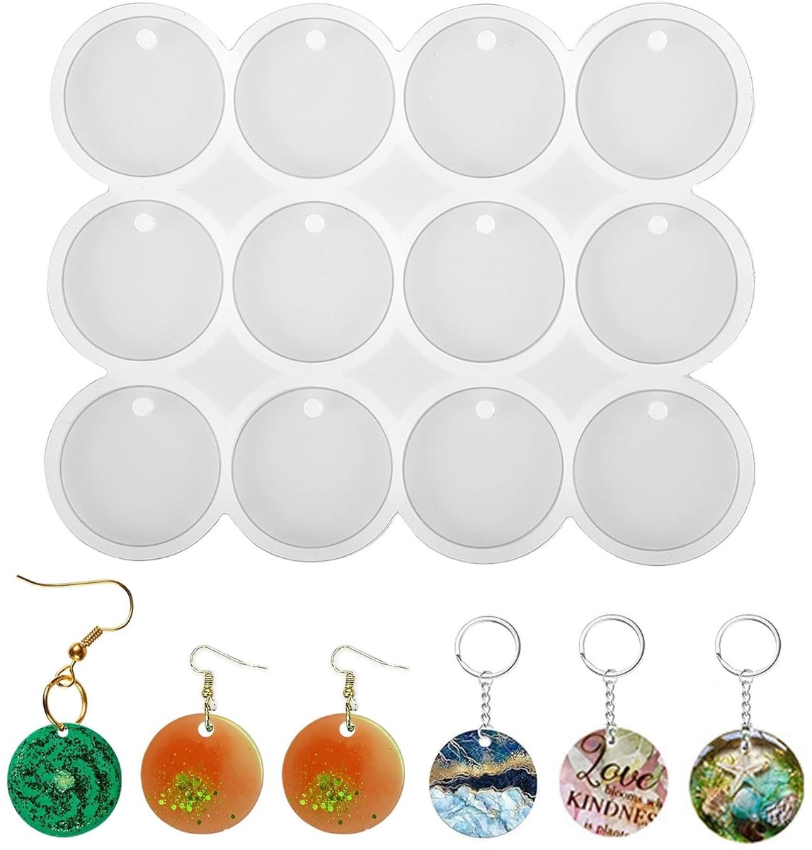 Dailygoods- Siliconen Vorm - Ronde Siliconen Vormen met Gaten - DIY Sieraden - Hars Mal - Eenvoudig te Verwijderen - Nauwkeurige Afwerking - Epoxyharsmal