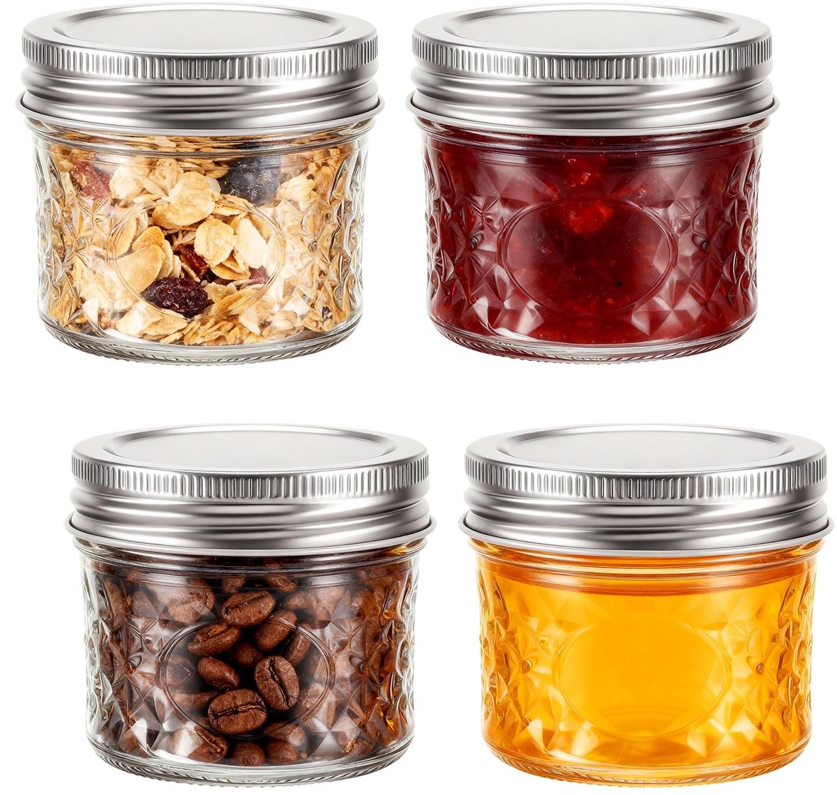 Dailygoods- Voorraaddozen 100 ml - Glazen - Deksel - Hoogwaardig glas - Duurzaam - Praktisch draaislot - Opslagpot