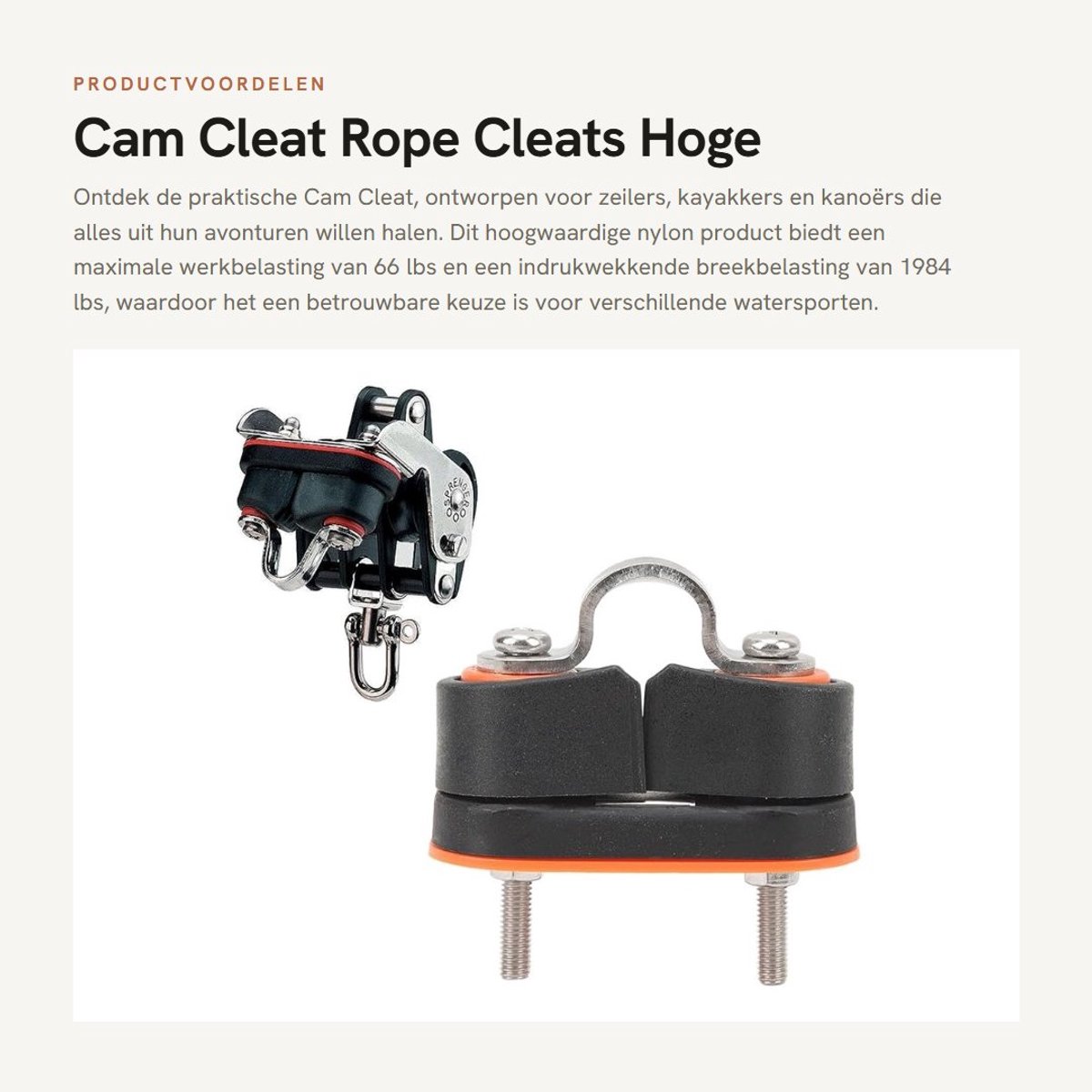 Dailygoods- Cam Cleat - Nylon - Hoge belasting 66 lbs - Voor zeilen/kajakken/kanoën - Snelle release - Progressieve noktanden - Minimaliseert slijtage - Lijnklem