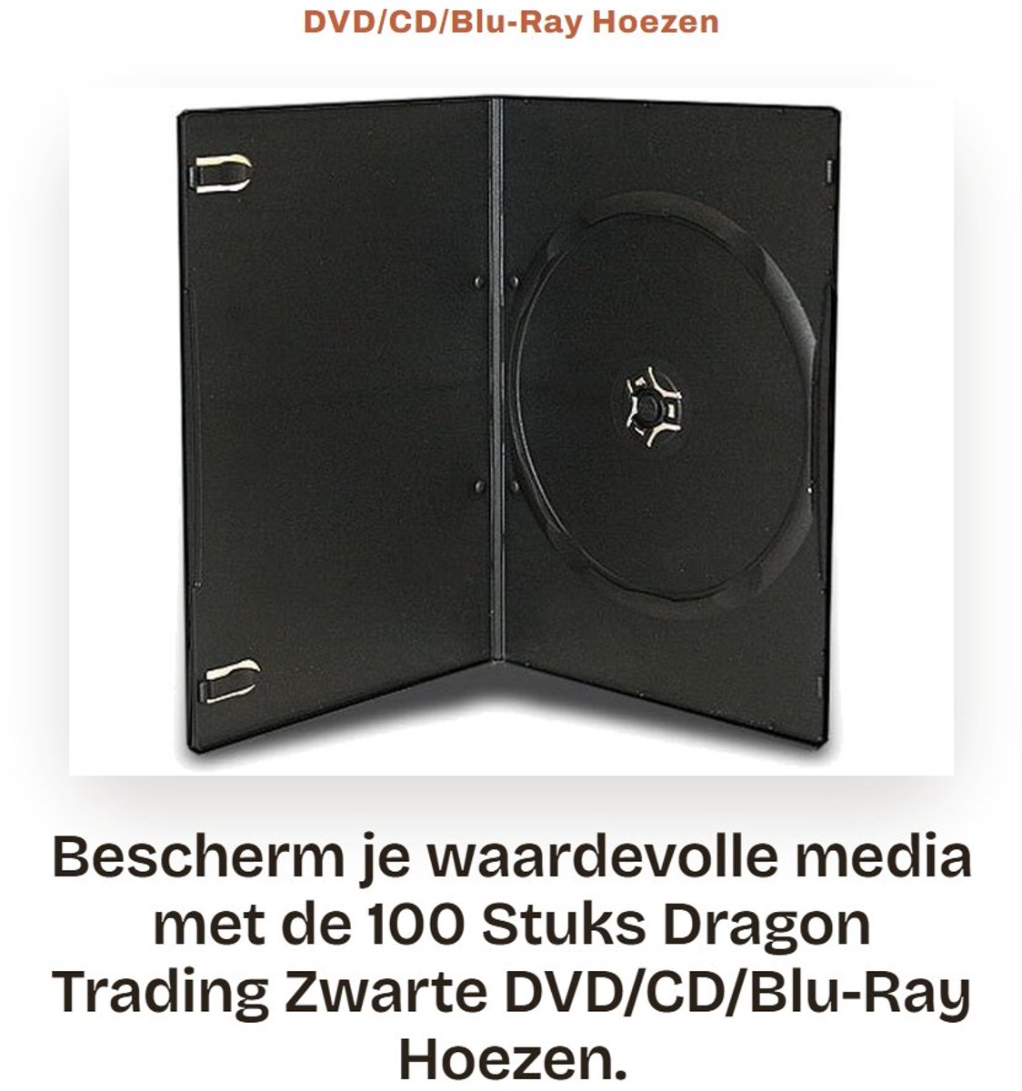 Dailygoods - DVD/CD/Blu-Ray Hoezen - Bescherming voor Media - 100 Stuks - Zwarte Hoezen - Hoge kwaliteit - Ideaal voor archivering - Geschikt voor div...