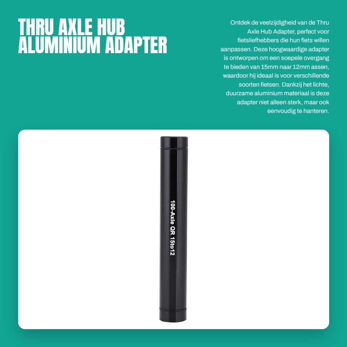 Dailygoods - Thru Axle Hub - Aluminium Adapter - 15mm naar 12mm - Zwart - Fietsaccessoire - Geschikt voor verschillende fietsen
