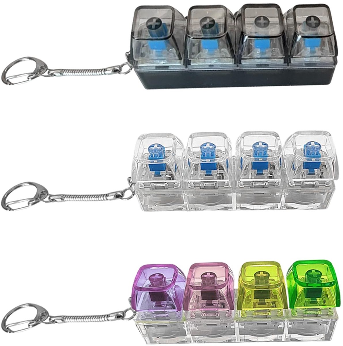 Dailygoods- Sleutelhanger Toetsenbordstijl - Creatieve Sleutelhanger - 3 Stuks - Zacht Licht - 14x3 Cm - Plastic Materiaal - Keychain