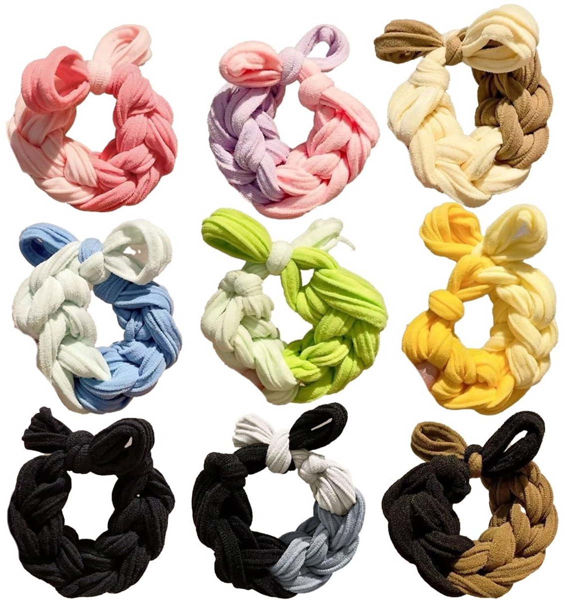 Dailygoods- Haarelastiekjes zonder metaal - 9-delige set - Geschikt voor dik/krullend haar - Duurzaam en elastisch - Goede grip zonder beschadigen - Haarband