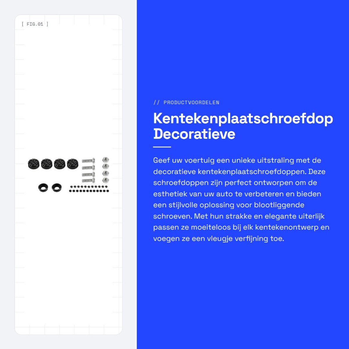 Dailygoods - Kentekenplaatschroefdop - Decoratieve schroefdop - Universeel - Strass steentjes - Esthetisch ontwerp - Geschikt voor auto - 5 x 5 x 5 cm