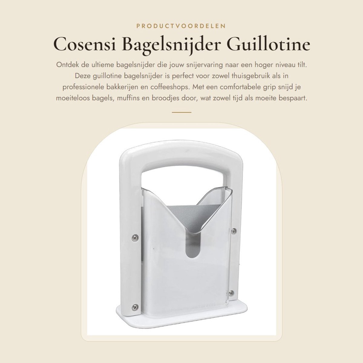 Dailygoods- Bagelsnijder met Veiligheidsschild - Vaatwasmachinebestendig - Comfortabele Grip - Eenvoudige Bediening - Snijden van Bagels/Muffins - Keukenbroodsnijgadget - Broodsnijder