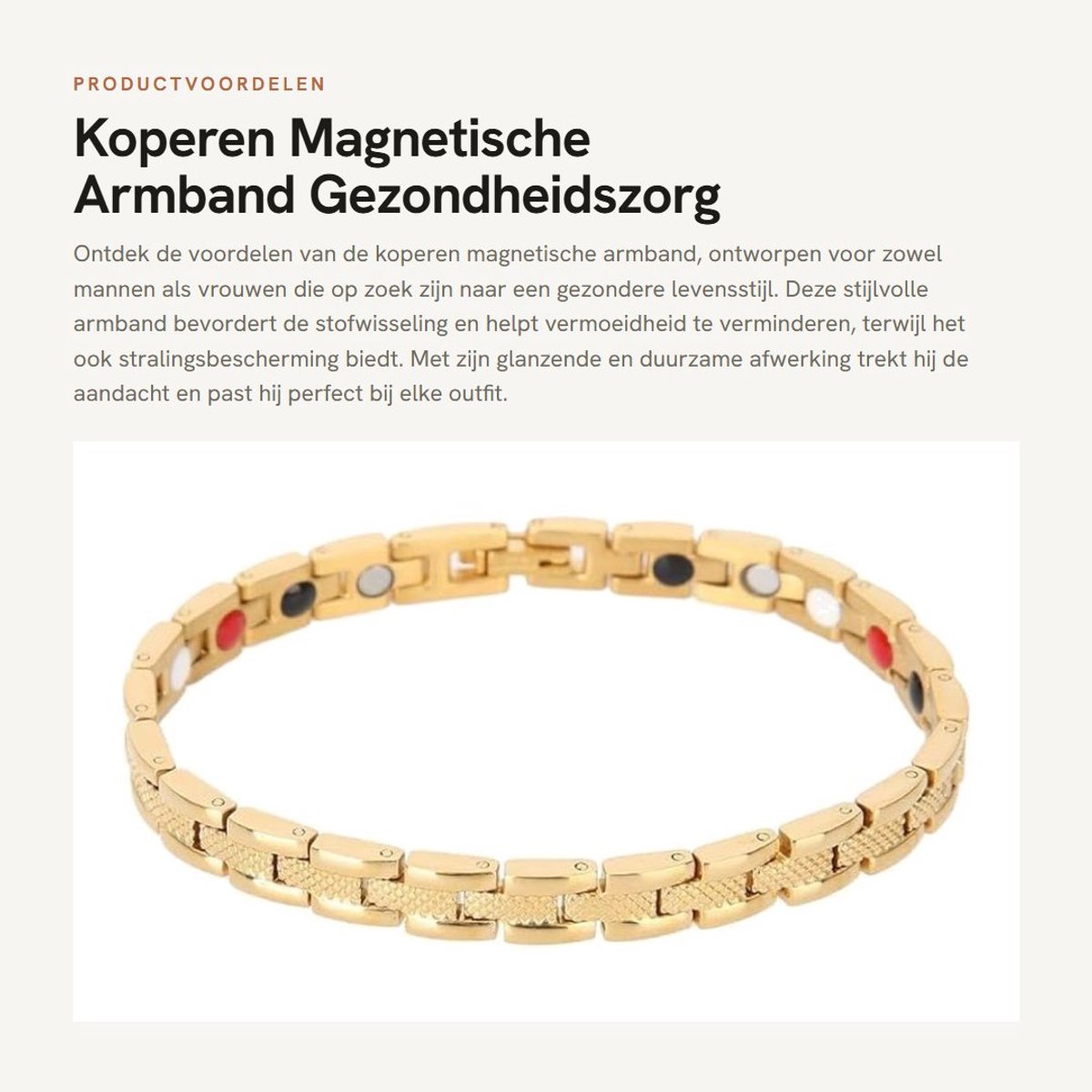 Dailygoods- Koperen Armband - Magnetische Armband - Gezondheidszorg - Energie Power - Comfortabel - Duurzaam Titaniumstaal - Stralingsbescherming - Gezondheidsarmband