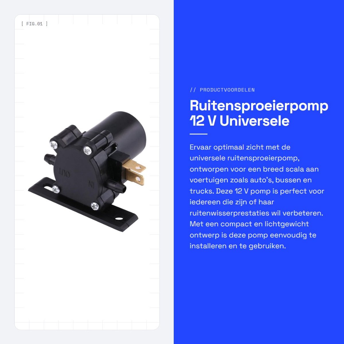 Dailygoods- Ruitensproeierpomp 12 V - Universele Motor - Voorruit - Ruitenwisser - Auto/Bus/Truck - Hoog vermogen - Sproeierpomp