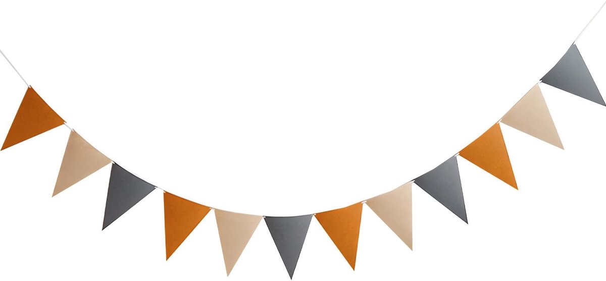 Dailygoods- Wimpelslinger 2,6 m - Stoffen Vlaggenlijn - Driehoekige Vlaggetjes - Decoratie Kinderkamer - Biologisch Katoen - Wasbaar en Herbruikbaar