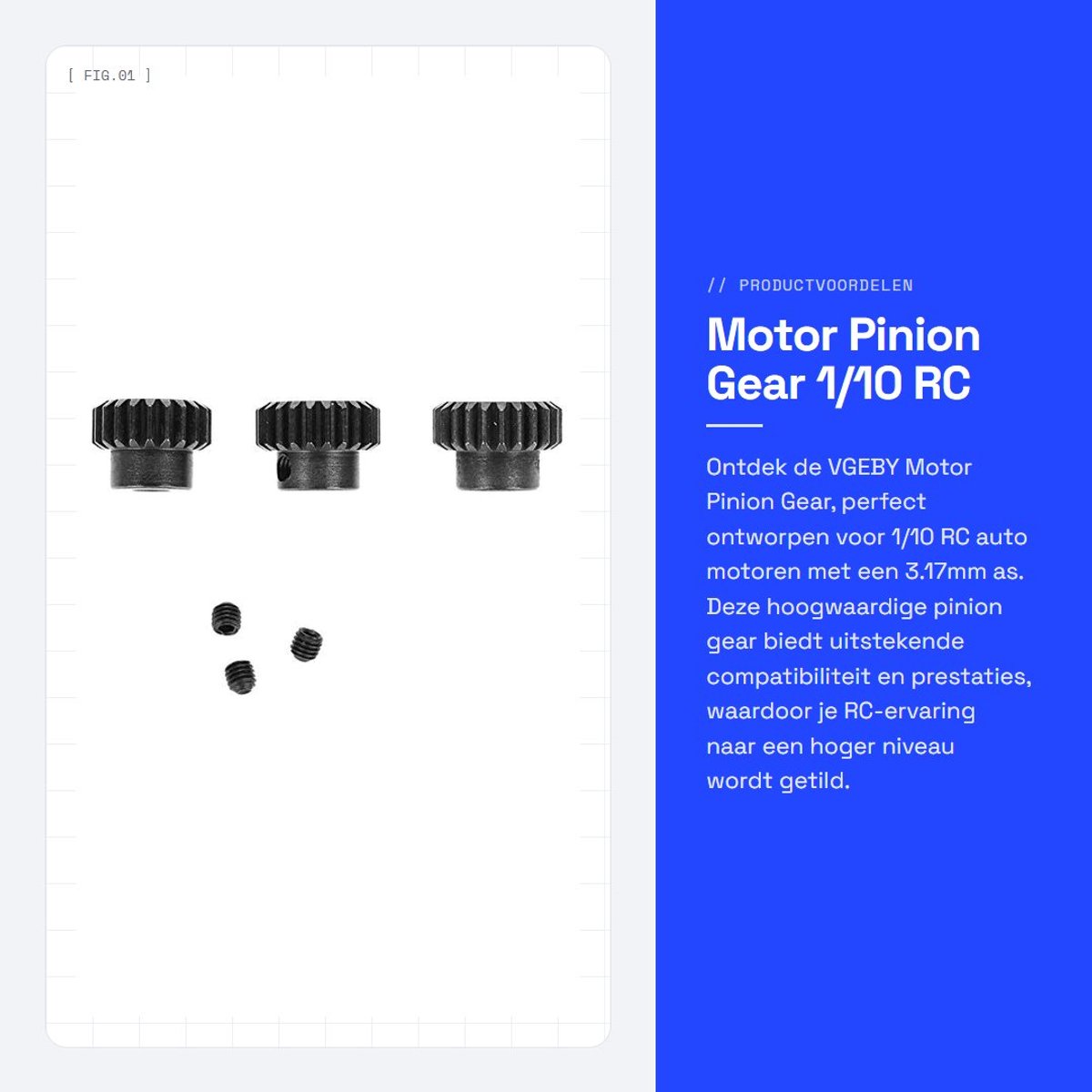 Dailygoods- Accessoires - RC Motor Pinion Gear - Duurzaam Chroom Staal - Antiroest - Eenvoudige Installatie - Compatibel met 1/10 RC Auto - Motoronderdelen