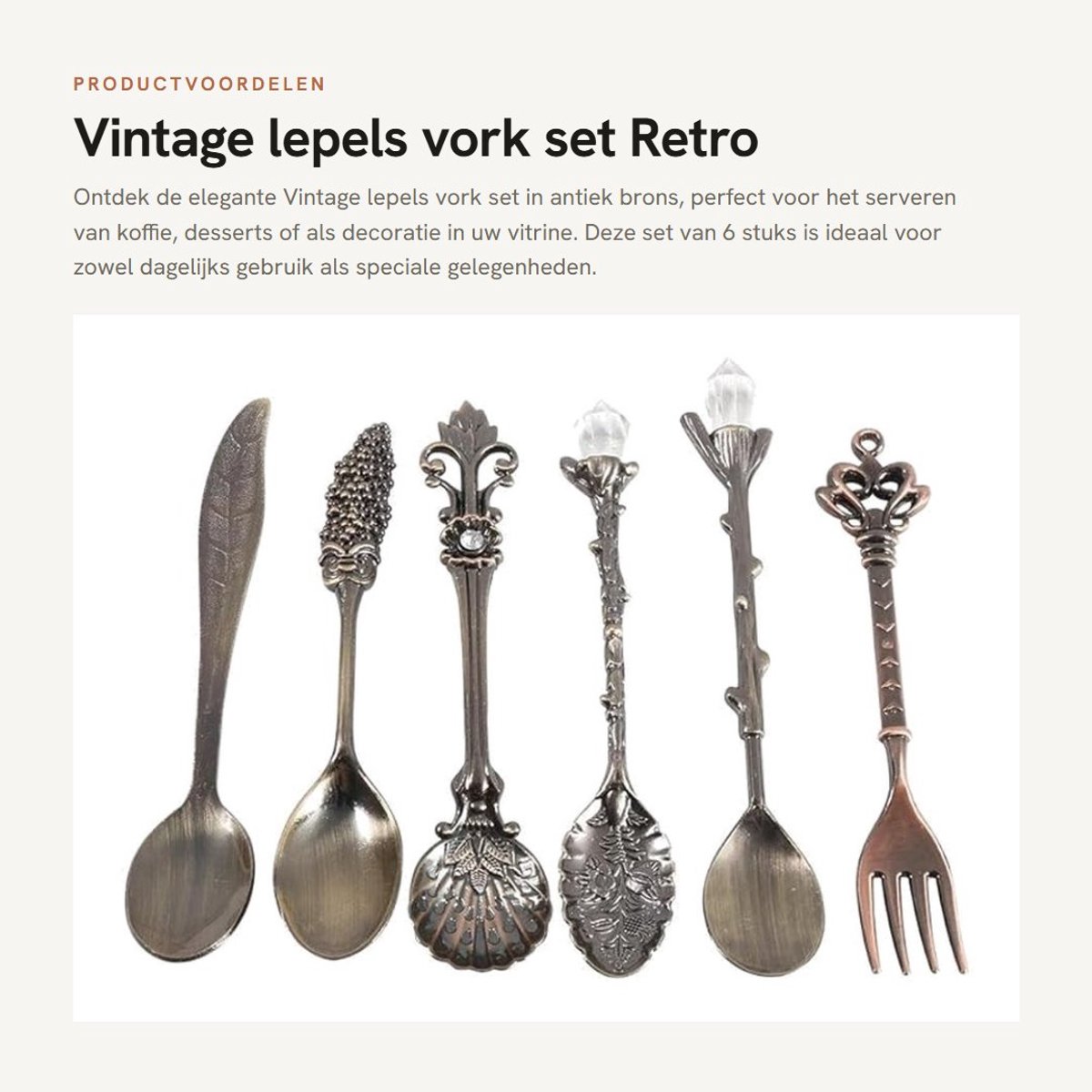 Dailygoods- Lepels/Vork Set 6 Stuks - Antiek Metalen Serviesgoed - Retro Koninklijke Stijl - Goud/Zilver Kleur - Comfortabel Ontwerp - Bestekset