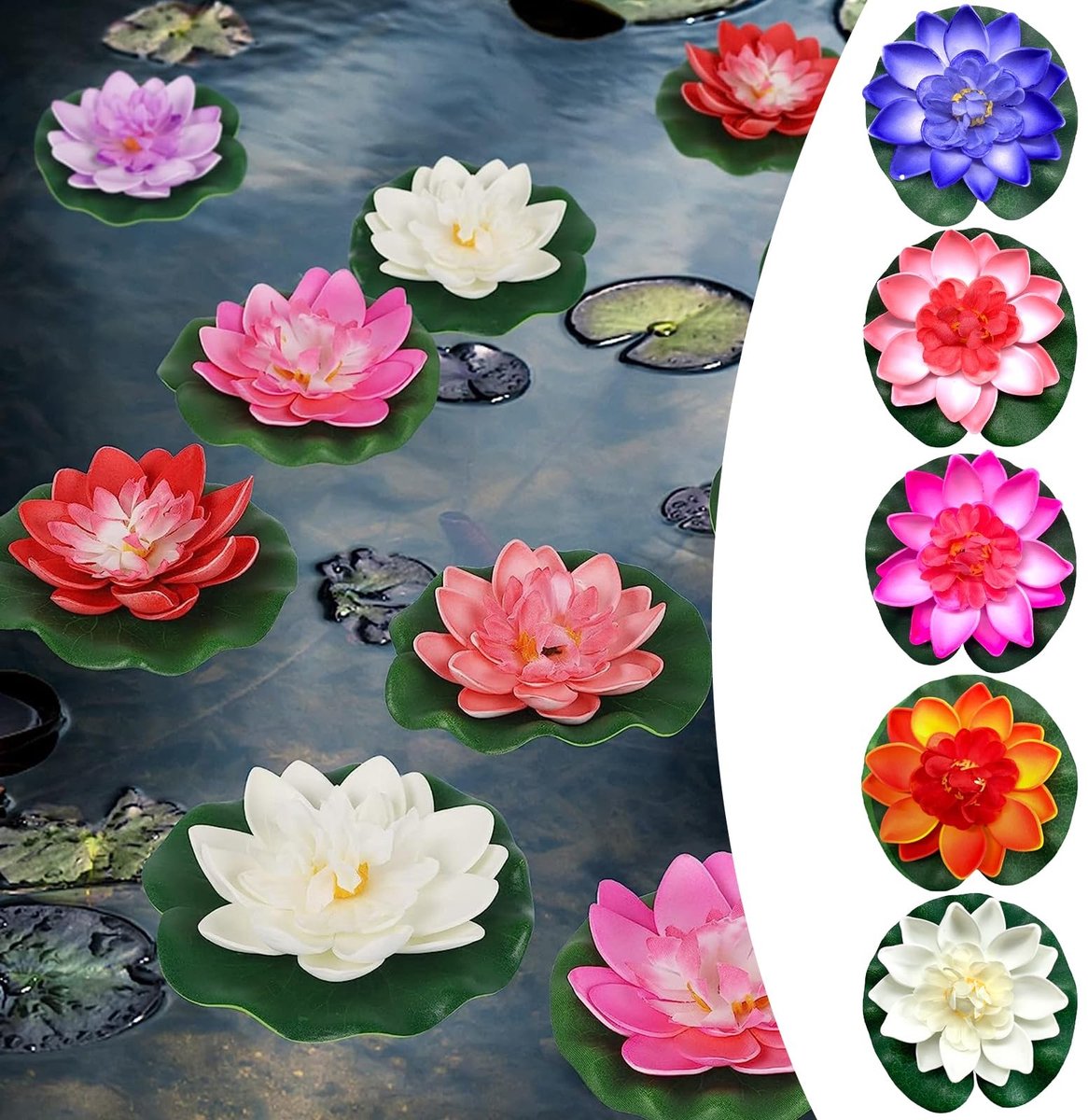 Dailygoods- Kunstmatige Lotusbloemen Waterdicht - Drijvende Bloemen - Kunstmatige Waterlelie - Decoratie voor Tuin/Vijver - Schuim Materiaal - Voor Aquarium/Zwembad