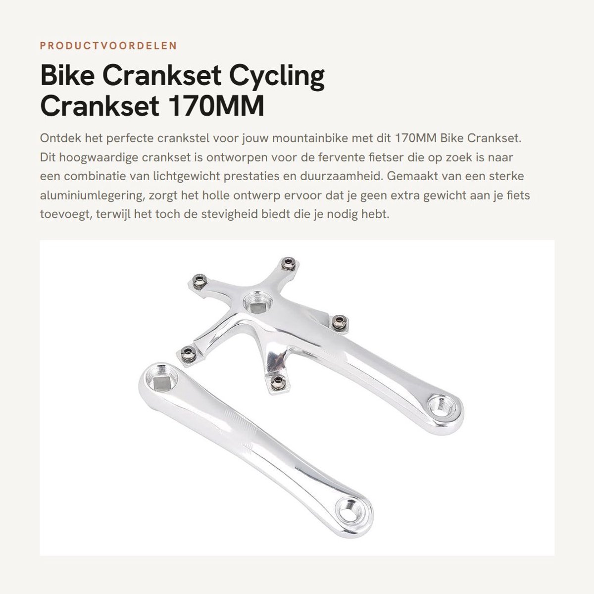 Dailygoods- Crankset Lichtgewicht Aluminium - Crankstel Hoge Sterkte - Crankarmset Vervormingsbestendig - Duurzaam Ontwerp - Lange Levensduur - Optimale Kettingopslag - Fiets Crankarmen