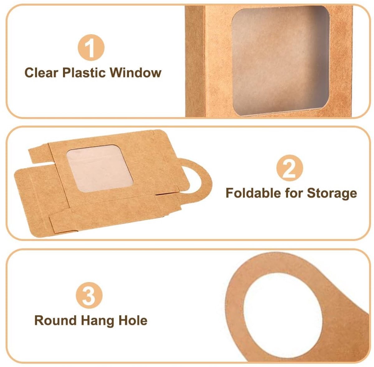 Dailygoods- Wijnflesdozen 20 Stuks - Kraftpapier - Flessenhangerdozen - Flessenlabeldozen - Transparante Opening - Cirkel Haak Ontwerp - Flesdozen