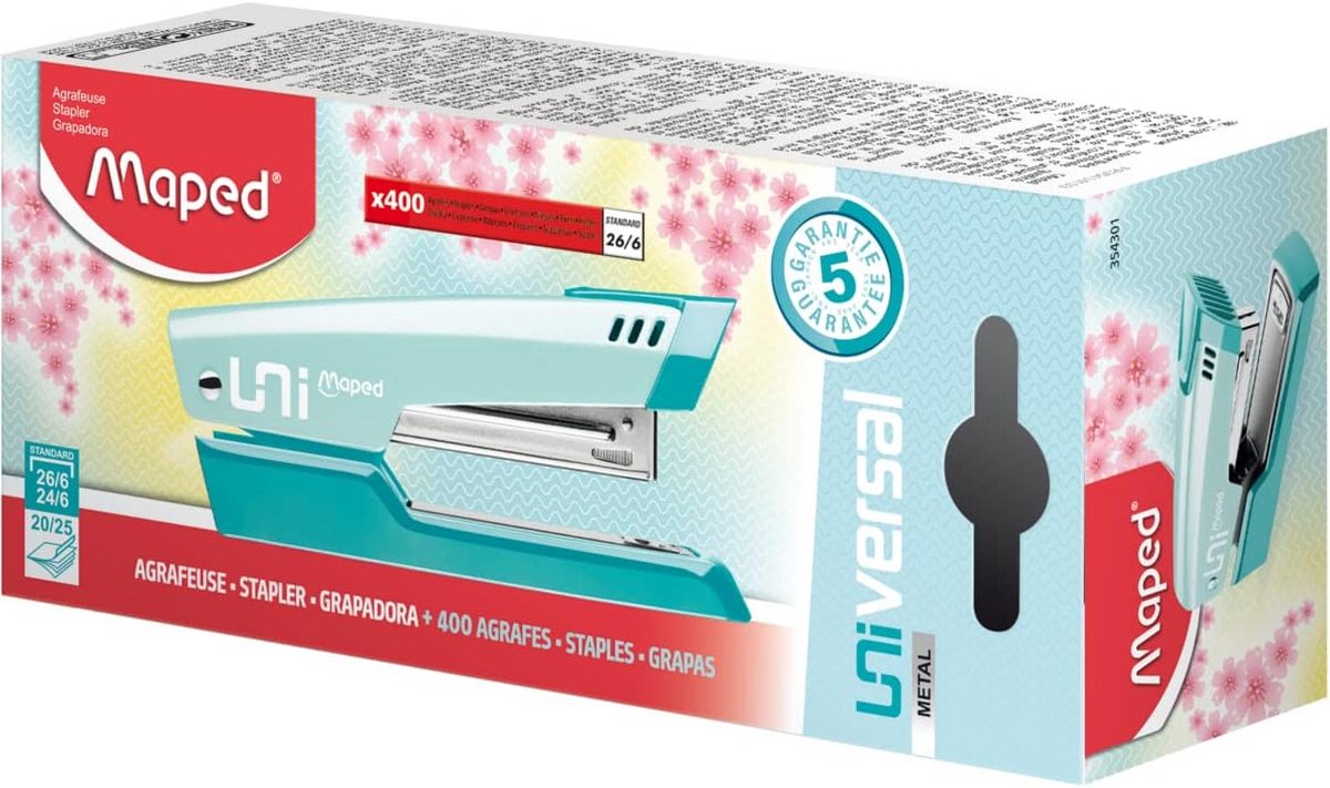 Universele nietmachine - Metaal kantoorapparaat - Documenten vastzetten - Robuust metalen ontwerp - Tot 25 vellen - Pastelblauw