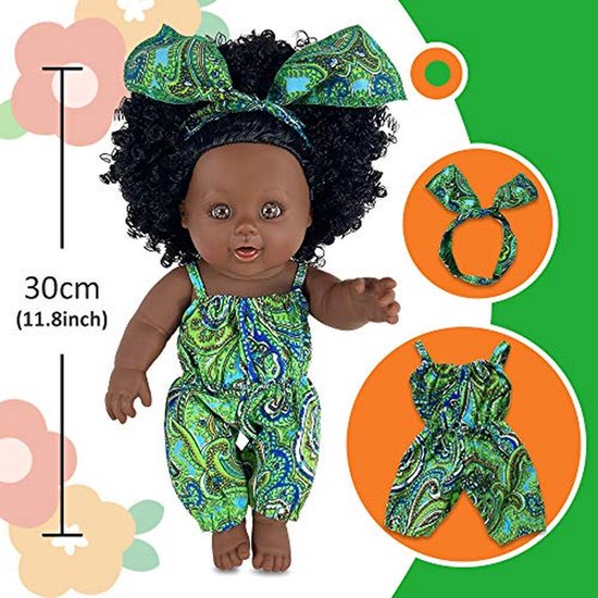 Zwarte pop 30,6 cm voor meisjes - Afrikaanse speelpop en het beste cadeau voor kinderen van Merkloos — afbeelding 2