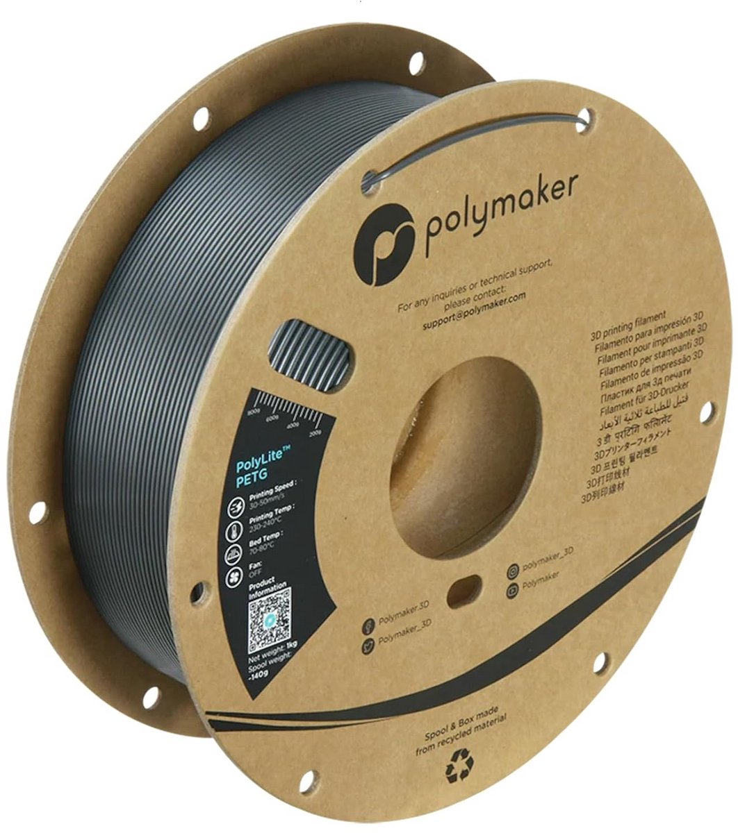 3D Printfilament - PLA Materiaal - Modelbouw - Jam-Free Technologie - 1 kg - Donkergrijs