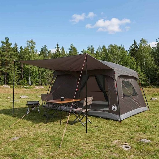 vidaXL - Familietent - 10-persoons - Bruin - Grijs - Polyester - en - Staal van Vidaxl — afbeelding 4